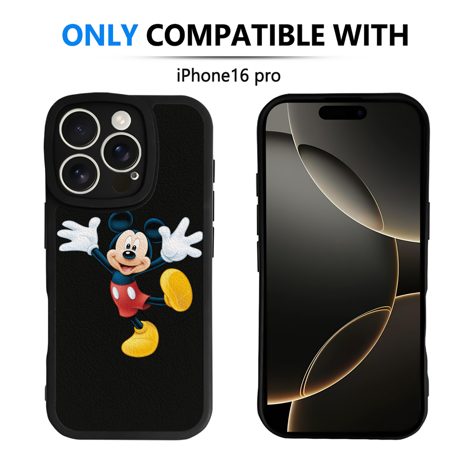 （画像用） ミッキーマウス Mickey Mouse 【iPhone 16シリーズ対応】シリコンスマホケース（レザー調） 材質：シリコン